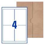 4UP 400 A4 Sheets Rectangle Adhesive White Labels 139 x 99.1mm
