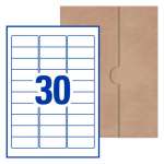 30UP 40 A4 Sheets Rectangle Adhesive White Labels 64 x 26.7mm