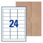 24UP 40 A4 Sheets Rectangle Adhesive White Labels 64 x 33.8mm