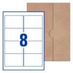 8UP 40 A4 Sheets Rectangle Adhesive White Labels 99.1 x 67.7mm