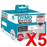 5 x Genuine Dymo LW Durable Shipping Labels 19mm x 64mm - 900 Labels SD1933085 1933085