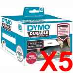 5 x Genuine Dymo LW Durable Shipping Labels 59mm x 190mm - 170 Labels SD1933087 1933087