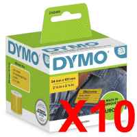 10 x Genuine Dymo LW Yellow Shipping Labels 54mm x 101mm - 220 Labels SD2133400 2133400