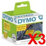 3 x Genuine Dymo LW Yellow Shipping Labels 54mm x 101mm - 220 Labels SD2133400 2133400