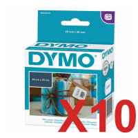 10 x Genuine Dymo LW Multi Purpose Square Labels 25mm x 25mm - 750 Labels SD30332 S0929120