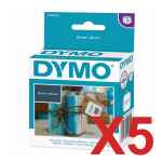 5 x Genuine Dymo LW Multi Purpose Square Labels 25mm x 25mm - 750 Labels SD30332 S0929120