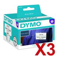 3 x Genuine Dymo LW Non-Adhesive Name Badge Labels 62mm x 106mm - 250 Labels SD30856 S0929110