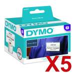 5 x Genuine Dymo LW Non-Adhesive Name Badge Labels 62mm x 106mm - 250 Labels SD30856 S0929110