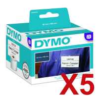 5 x Genuine Dymo LW Non-Adhesive Name Badge Labels 62mm x 106mm - 250 Labels SD30856 S0929110