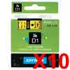 10 x Genuine Dymo D1 Label Tape 9mm Black on Yellow 40918 - 7 metres