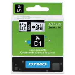 Dymo D1 Label Tape 6mm Black on White 43613