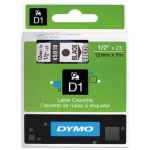 1 x Genuine Dymo D1 Label Tape 12mm Black on Clear 45010 - 7 metres