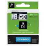 1 x Genuine Dymo D1 Label Tape 12mm Black on White 45013 - 7 metres