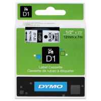 1 x Genuine Dymo D1 Label Tape 12mm Black on White 45013 - 7 metres
