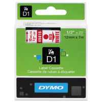 Dymo D1 Label Tape 12mm red on White 45015