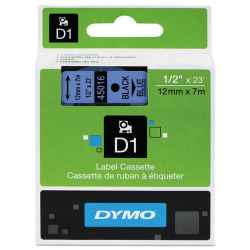 Dymo D1 Label Tape 12mm Black on Blue 45016