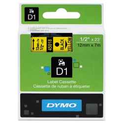 Dymo D1 Label Tape 12mm Black on Yellow 45018