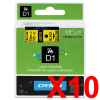 10 x Genuine Dymo D1 Label Tape 12mm Black on Yellow 45018 - 7 metres