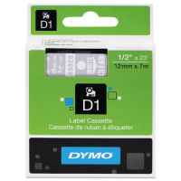 1 x Genuine Dymo D1 Label Tape 12mm White on Clear 45020 - 7 metres