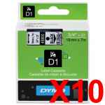 10 x Genuine Dymo D1 Label Tape 19mm Black on Clear 45800 - 7 metres