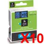 10 x Genuine Dymo D1 Label Tape 19mm Black on Blue 45806 - 7 metres