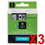 3 x Genuine Dymo D1 Label Tape 24mm Black on Clear 53710 - 7 metres