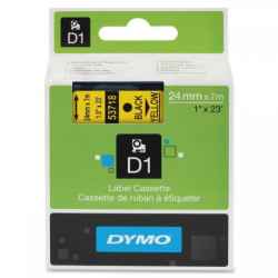 Dymo D1 Label Tape 24mm Black on Yellow 53718