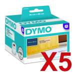 5 x Genuine Dymo LW Large Address Clear Plastic Labels 36mm x 89mm - 260 Labels SD99013 S0722410
