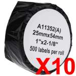 10 x Compatible Dymo LW Address Labels 25mm x 54mm - 500 Labels SD11352 S0722520