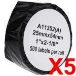 5 x Compatible Dymo LW Address Labels 25mm x 54mm - 500 Labels SD11352 S0722520