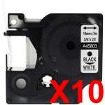 10 x Compatible Dymo D1 Label Tape 19mm Black on White 45803 - 7 metres
