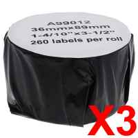 3 x Compatible Dymo LW Address Labels 36mm x 89mm - 260 Labels SD99012