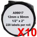 10 x Compatible Dymo LW Suspension File Labels 12mm x 50mm - 220 Labels SD99017 S0722460