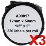 3 x Compatible Dymo LW Suspension File Labels 12mm x 50mm - 220 Labels SD99017 S0722460