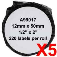 5 x Compatible Dymo LW Suspension File Labels 12mm x 50mm - 220 Labels SD99017 S0722460