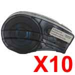 10 x Compatible Brady M21-375-499 110893 Black on White 9.53mm x 4.88m B-499 Nylon Cloth Label