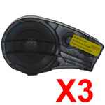 3 x Compatible Brady M21-375-595-YL 142803 Black on Yellow 9.53mm x 6.4m B-595 Durable Vinyl Material Label