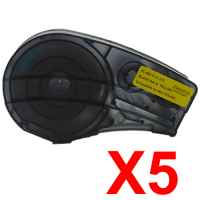 5 x Compatible Brady M21-375-595-YL 142803 Black on Yellow 9.53mm x 6.4m B-595 Durable Vinyl Material Label