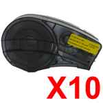 10 x Compatible Brady M21-500-595-YL 142799 Black on Yellow 12.7mm x 6.4m B-595 Durable Vinyl Material Label