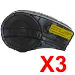 3 x Compatible Brady M21-500-595-YL 142799 Black on Yellow 12.7mm x 6.4m B-595 Durable Vinyl Material Label