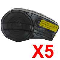 5 x Compatible Brady M21-500-595-YL 142799 Black on Yellow 12.7mm x 6.4m B-595 Durable Vinyl Material Label