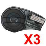 3 x Compatible Brady M21-750-595-WT 142797 Black on White 19.05mm x 6.4m B-595 Durable Vinyl Material Label