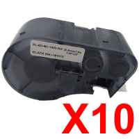 10 x Compatible Brady MC1-1000-595-WT-BK 131582 Black on White 25.4mm x 7.62m B-595 Durable Vinyl Material Label