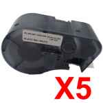 5 x Compatible Brady MC1-1000-595-WT-BK 131582 Black on White 25.4mm x 7.62m B-595 Durable Vinyl Material Label