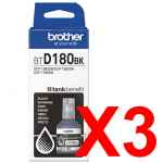 3 x Genuine Brother BTD180 Black Ink Bottle BTD180BK