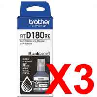 3 x Genuine Brother BTD180 Black Ink Bottle BTD180BK