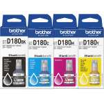 4 Pack Genuine Brother BTD180 Ink Bottle Set (1BK,1C,1M,1Y)