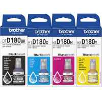 4 Pack Genuine Brother BTD180 Ink Bottle Set (1BK,1C,1M,1Y)