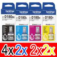 10 Pack Genuine Brother BTD180 Ink Bottle Set (4BK,2C,2M,2Y)