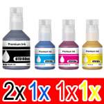 5 Pack Compatible Brother BTD180 Ink Bottle Set (2BK,1C,1M,1Y)